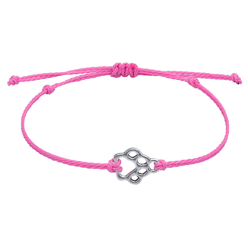 Women's Cat Dog Paw Prints Wax Line Bracelets