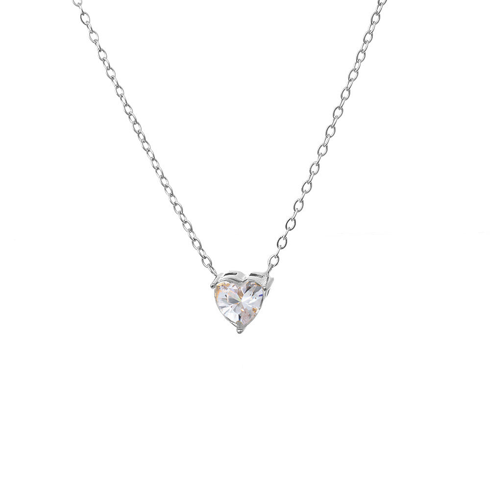 Women's Loving Heart Zircon Titanium Steel Small Clavicle Chain Necklaces