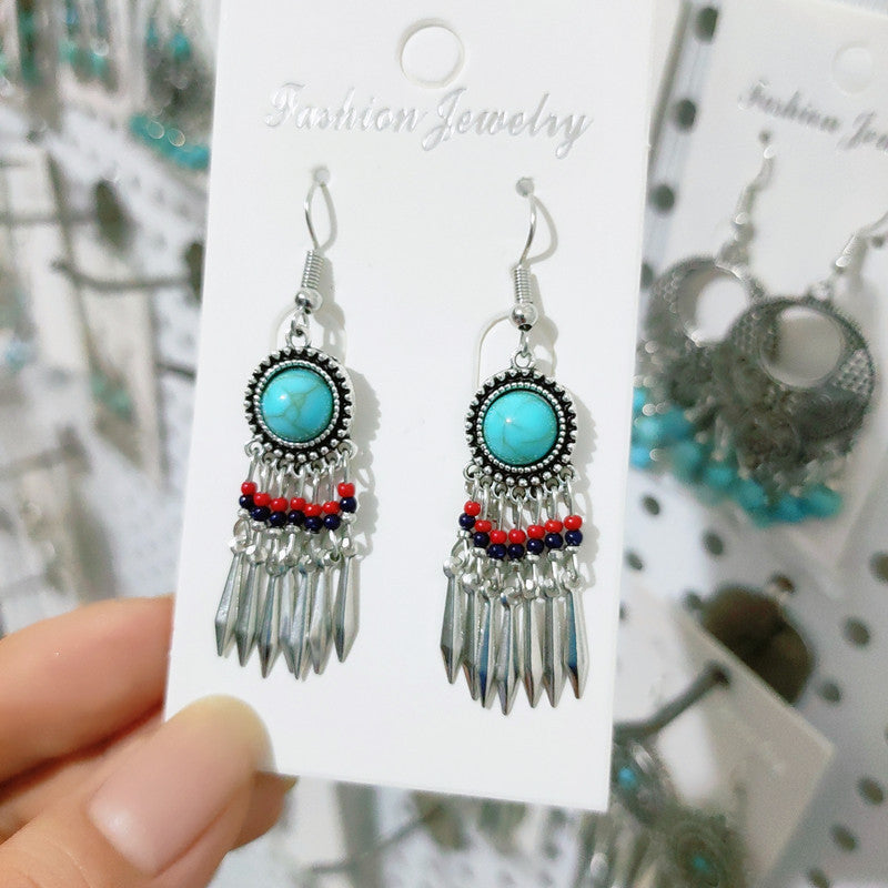 Ethnic Style Short Niche Color Eardrops Fimbrilla Rings