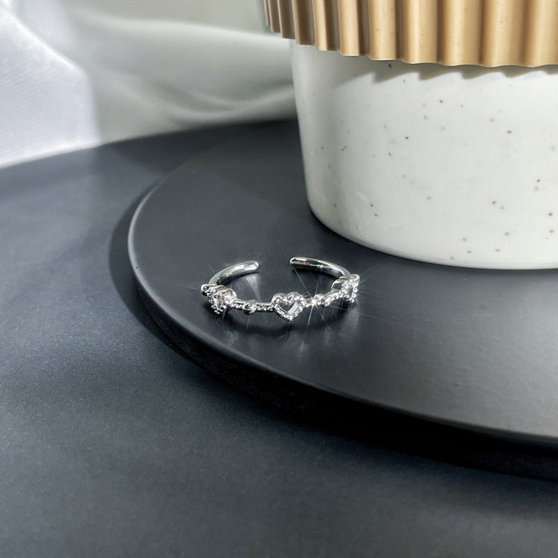 Exquisite Small Simple Inlaid Open-end Zircon Female Rings