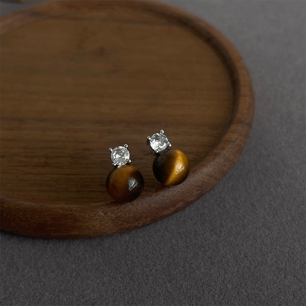 Women's Tigereye Niche Handmade French Entry Lux Earrings