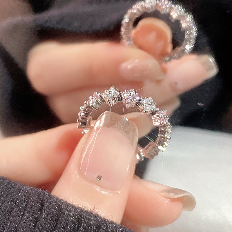 Women's Butterfly Glossy Full Rhinestone Zircon Design Rings