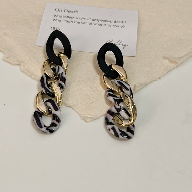 Retro Circle Zebra Print Leopard Elegant Earrings
