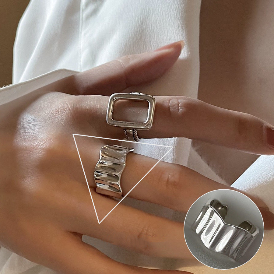 Women's Shaped Retro Stylish Water Drop Texture Rings