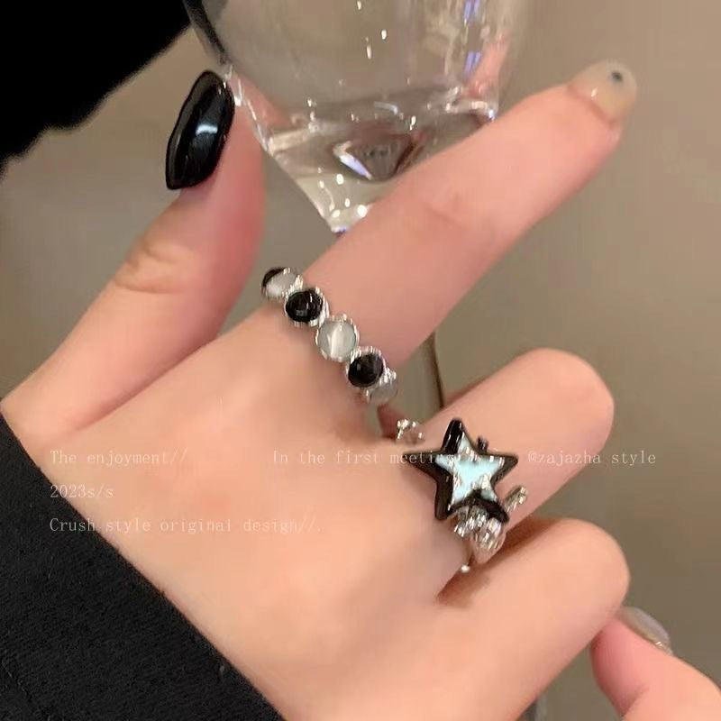 Contrast Color Opal Female Fashion Personality Couple Index Finger Rings