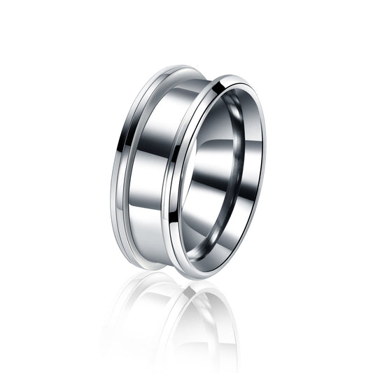 Men's Steel Minimalist Hip Hop Double Bevel Groove Rings