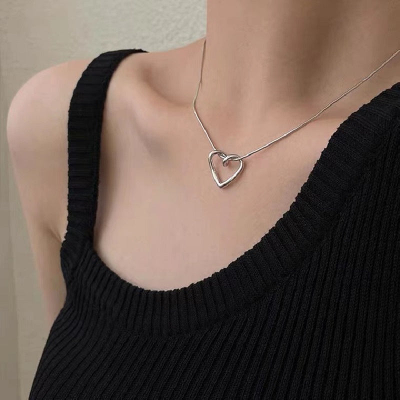 Love Double Female Clavicle Chain Style Necklaces