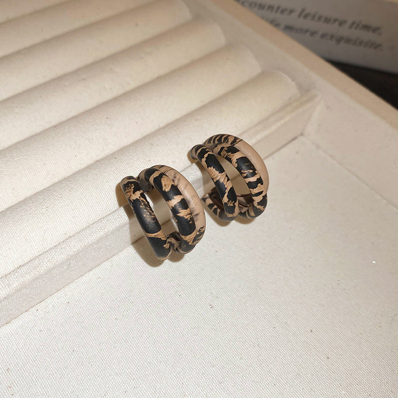 Leopard Print Artificial Leather Ear Fabulous Earrings