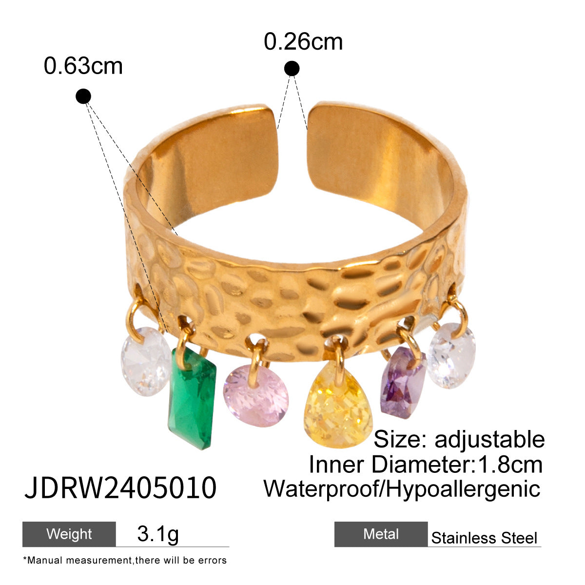 Stainless Steel Irregular Open Pearl Ornament Rings