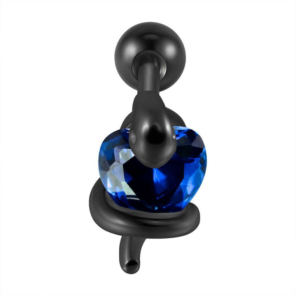 Coiled Heart Straight Rod Bone Male Earrings