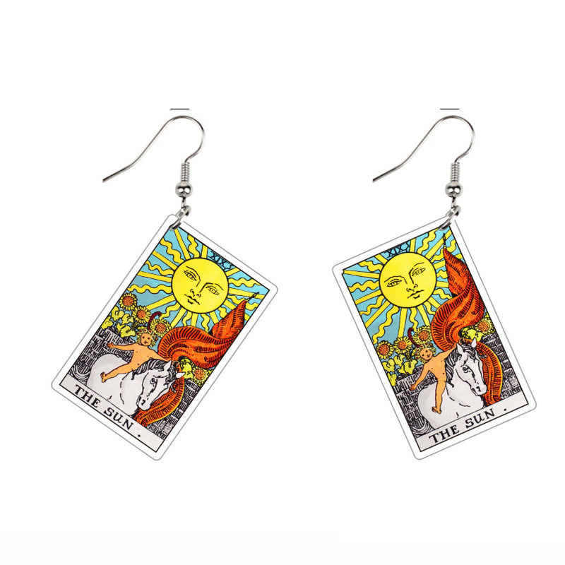 Acrylic Printing Double-sided Vintage Tarot Designer Earrings