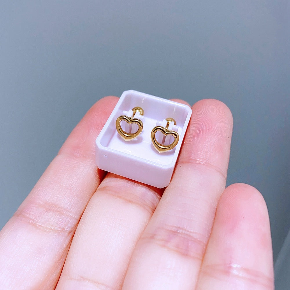 Basic Exquisite Small Glossy Metal Titanium Earrings