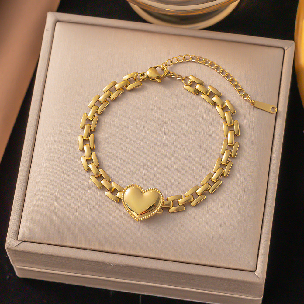 Red Rope Roman Numerals Double Peach Heart Bracelets