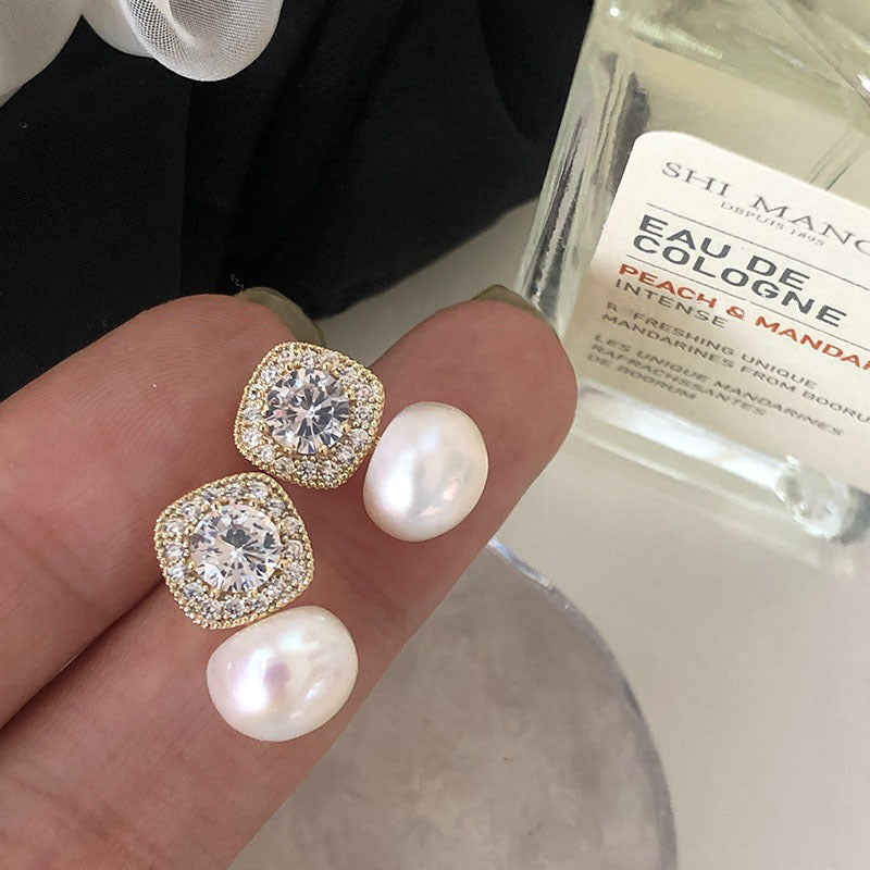 Rhinestone Pearl Female Light Luxury Minority Earrings