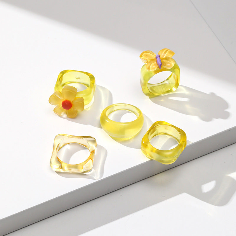 Women's Candy Color Korean Cute Suit Personalized Rings