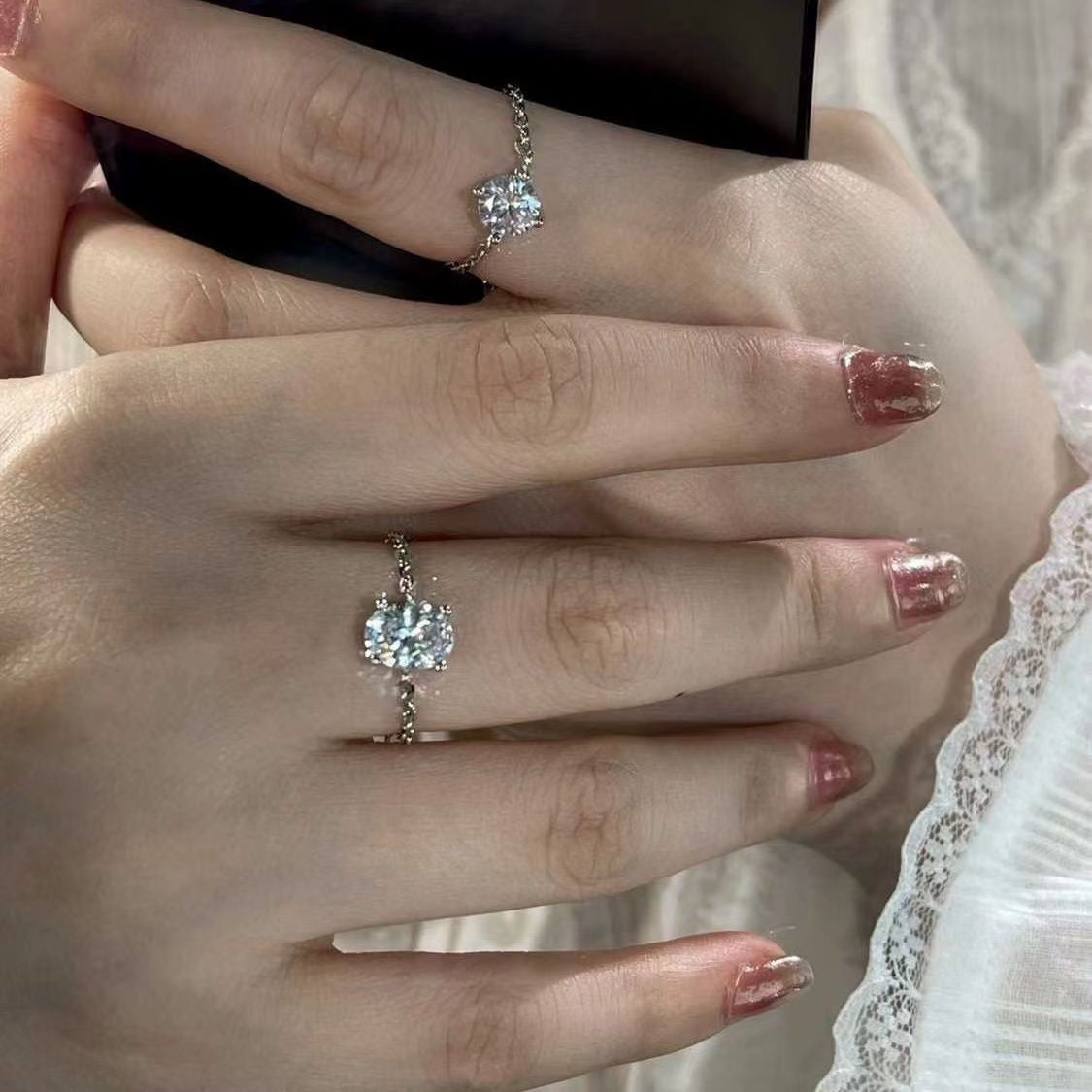 High Carbon Diamond Body Color Protection Light Luxury Can Rings