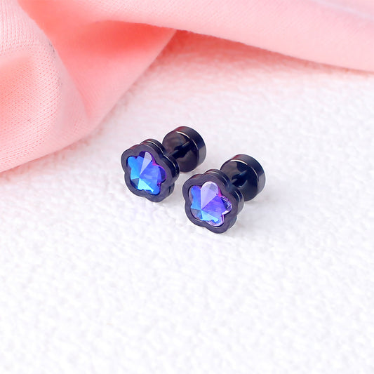 Women's & Men's Simple Colorful Flower Titanium Steel Ear Earrings