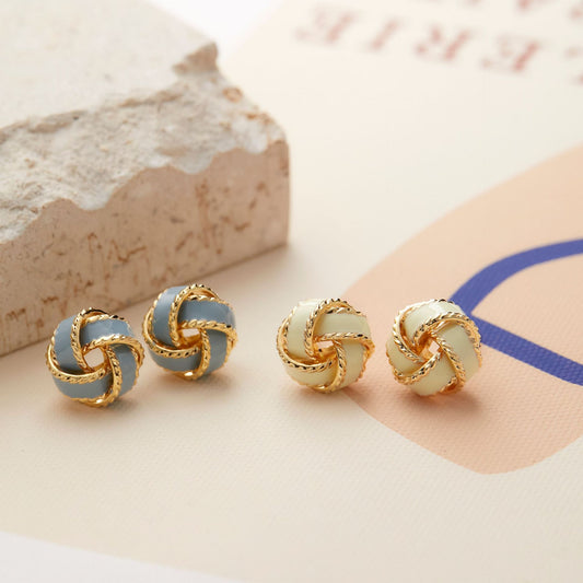 Blue Niche French Retro High-grade Truelove Knot Ear Earrings