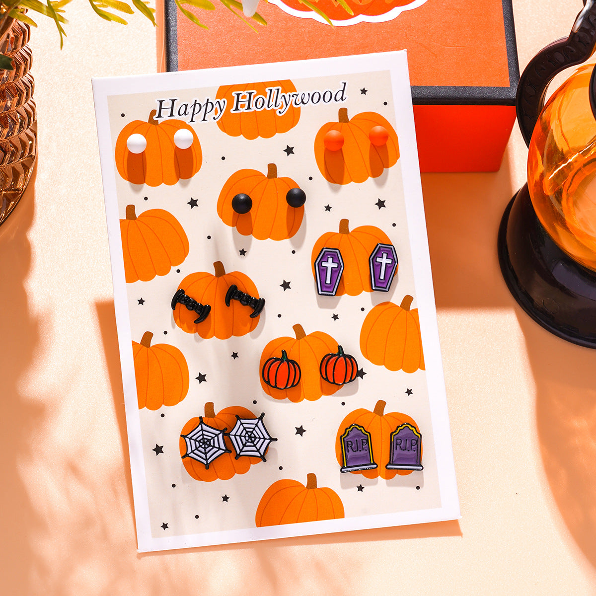 Women's Series Quirky Ideas Alloy Pumpkin Bat Earrings