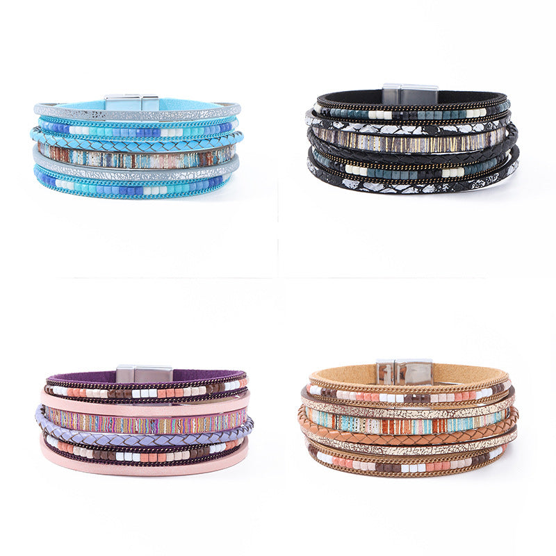 Bohemian Style Woven Magnetic Buckle Hand Strap Bracelets