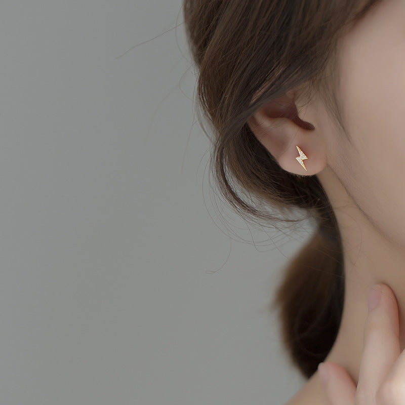 Women's Sterling Sier Small Cold Style Rhinestone Earrings