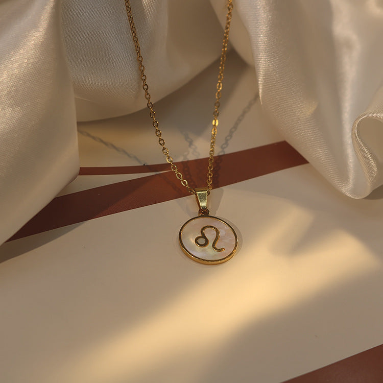 Women's Constellation White Sea Shell Stainless Steel Pendants