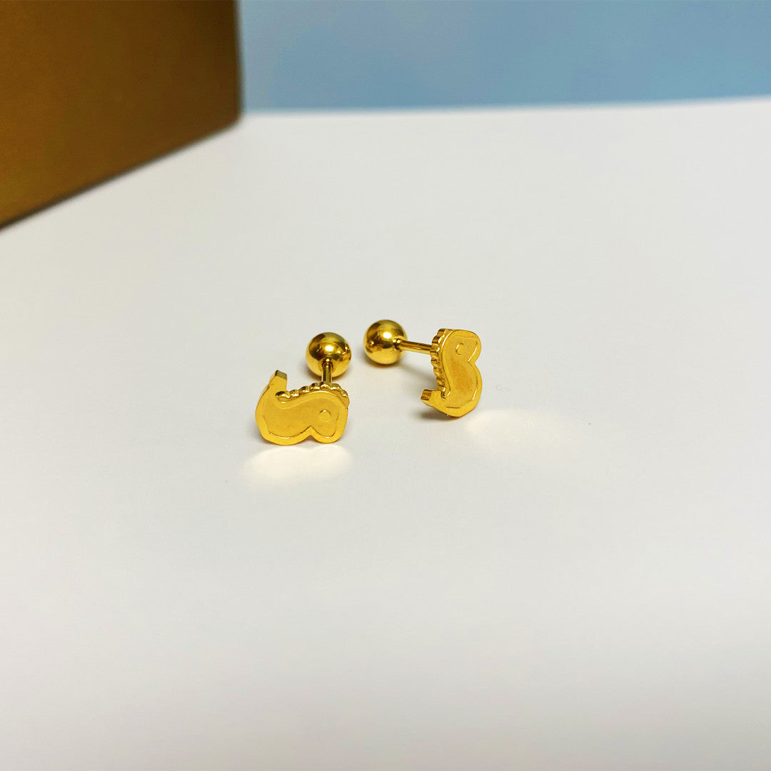Women's Simple Small Golden Ear Bone Titanium Rings