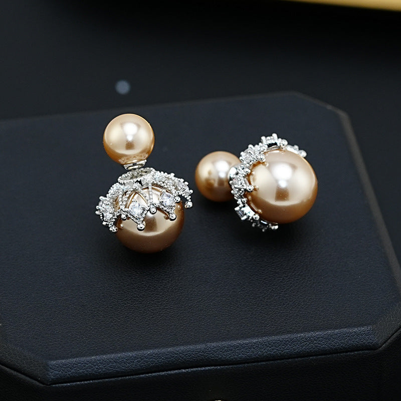 Crown Shell Pearl Ear High-grade Light Earrings