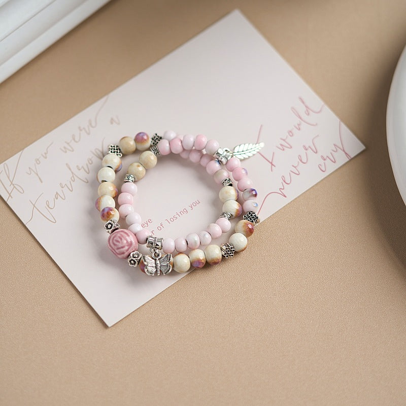 Women's Ceramic Ornament High-grade Hand-woven Chinese Bracelets
