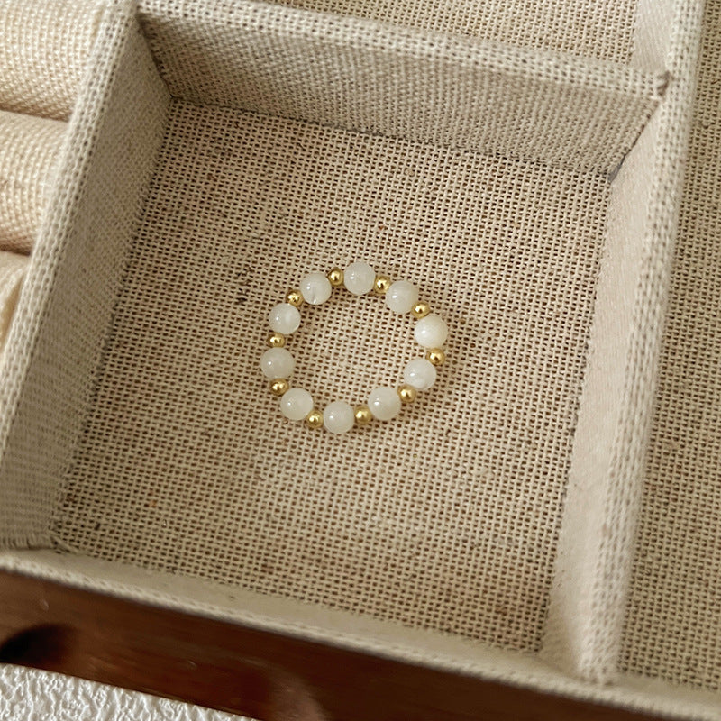Beads Niche Design Advanced Finger Light Luxury Rings