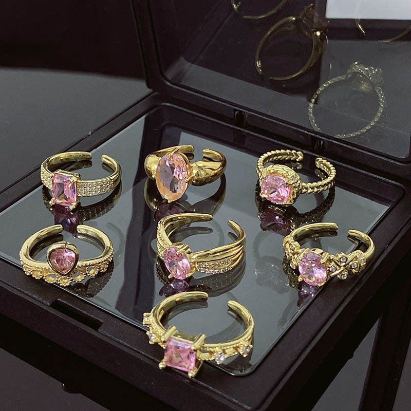 Women's Gold Pink Diamond Open For Niche Rings