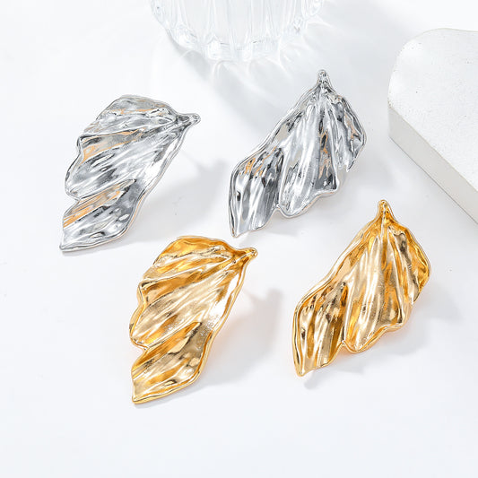 Women's Autumn Leaves Irregular Metal Electroplated For Earrings