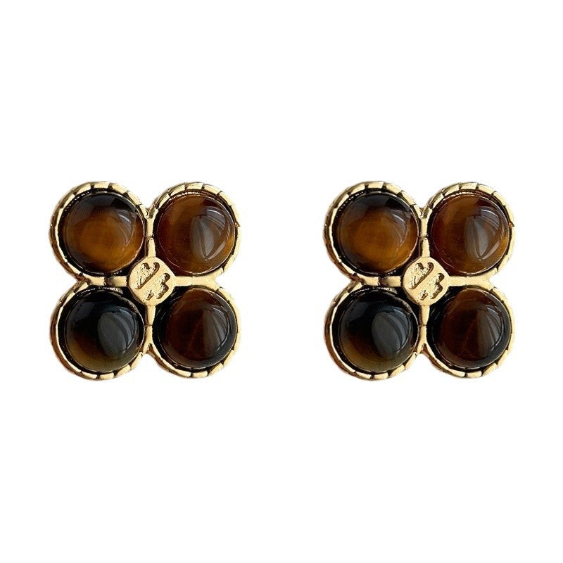 Women's Tigereye Niche Handmade French Entry Lux Earrings