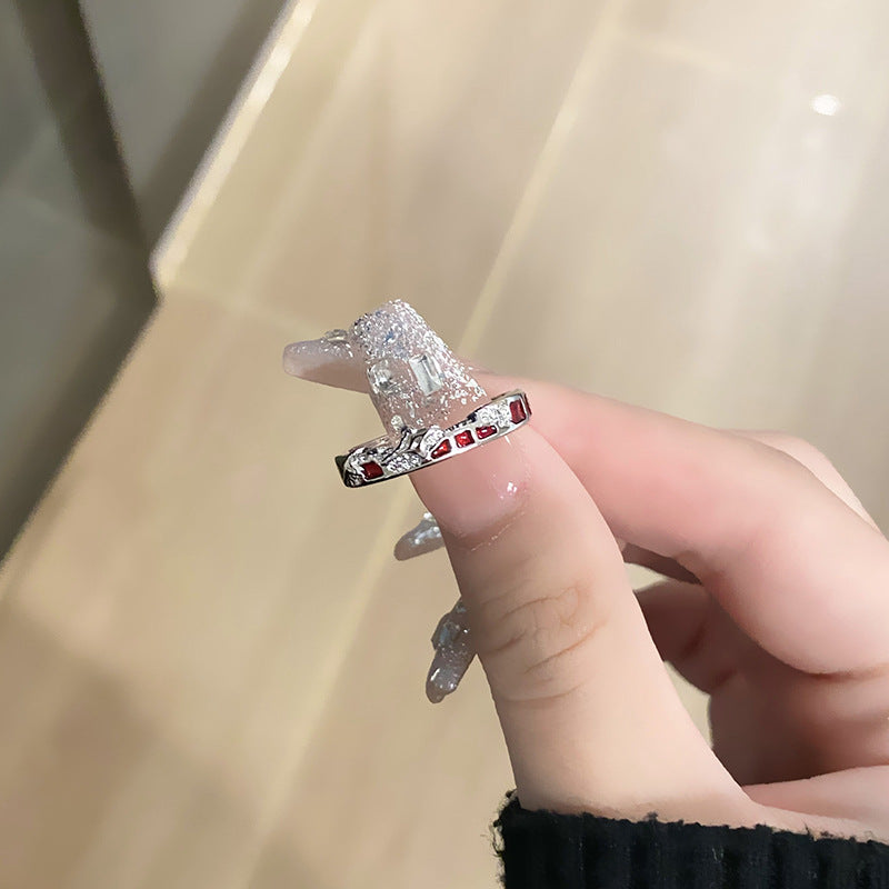 Diamond Zircon Female Exquisite Oval Sweet Rings