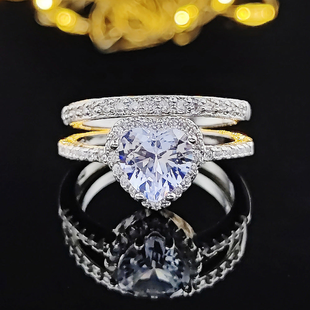 Women's Luxury Round Geometric Combined Design Advanced Rings