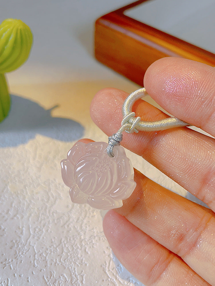 Buckle Chalcedony Fox Gourd Flower Moon Necklaces