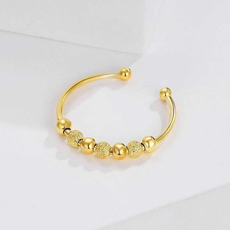 Sterling Sier Adjustable Pressure Frosted Beads Rings