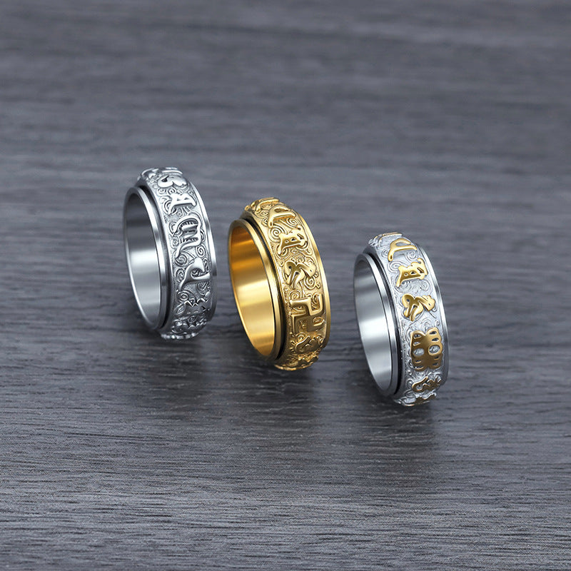 Men's Words Mantra Rotating Titanium Steel Personalized Rings