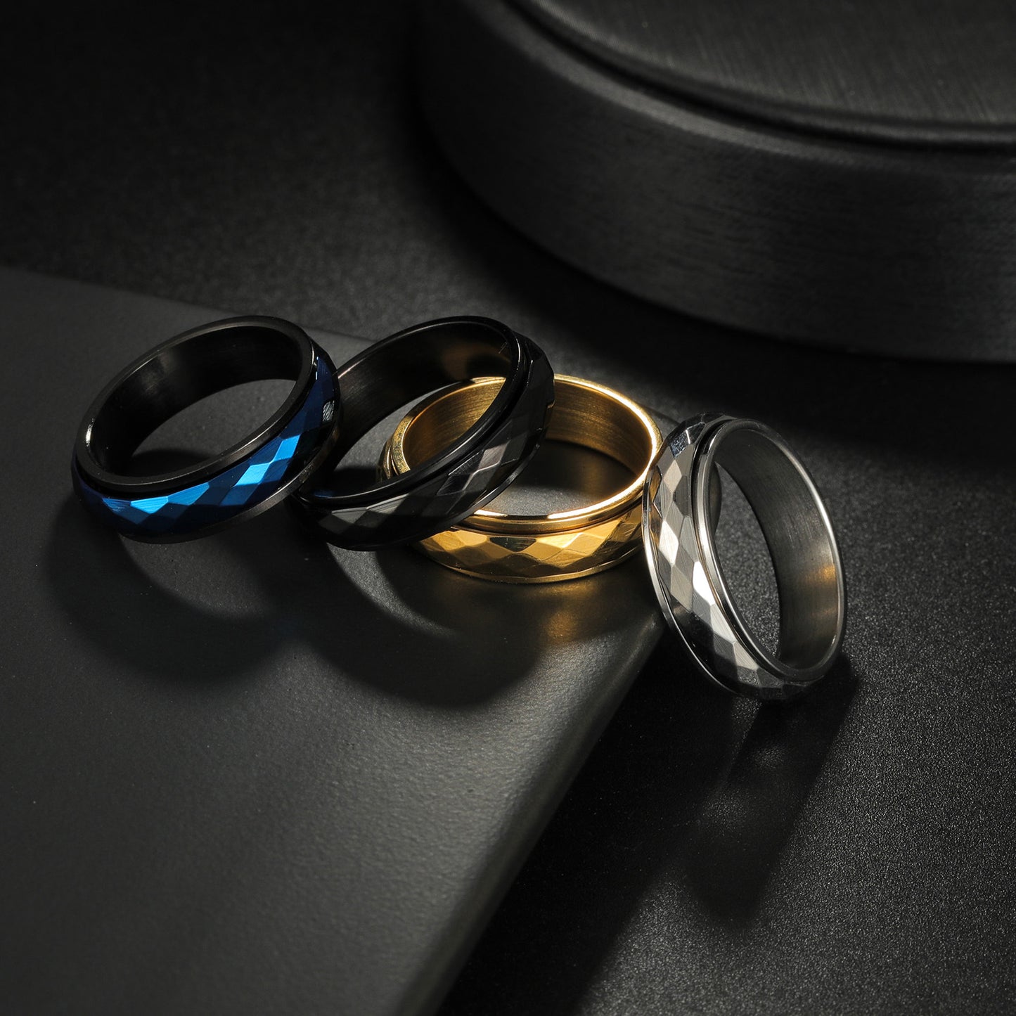 Classic Couple Rotatable Decompression Titanium Steel Rings