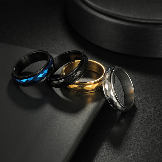 Classic Couple Rotatable Decompression Titanium Steel Rings