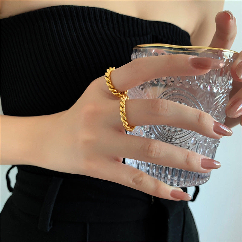 Hemp Flowers Titanium Steel Gold Plated Rings