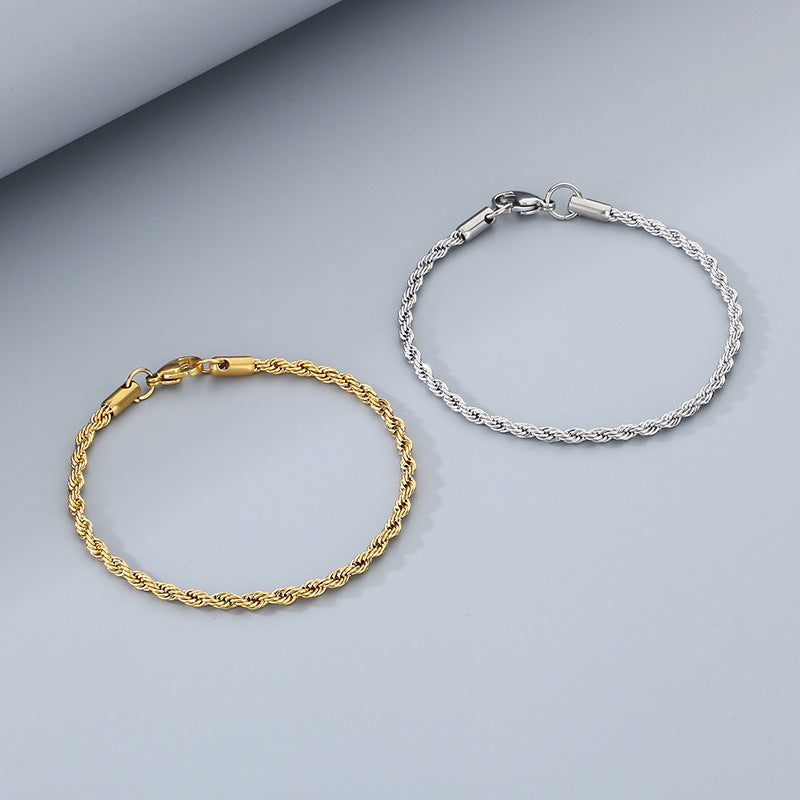 Women's & Men's Popular Simplicity Gold Stainless Steel Hemp Bracelets