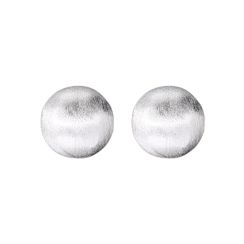 Women's Sier Frosted Brushed Ball Square For Korean Earrings