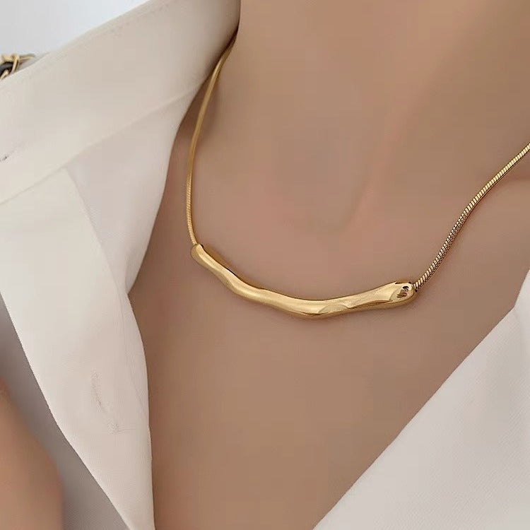 Titanium Steel Pleated Niche Design Clavicle Chain Necklaces