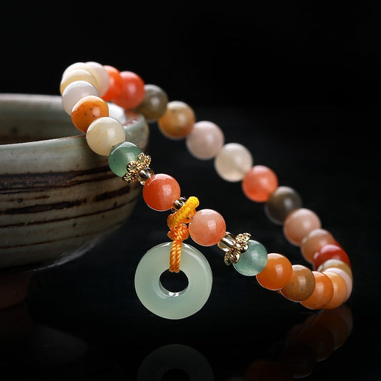 Women's Natural Jade Safety Buckle Colored Beaded Bracelets