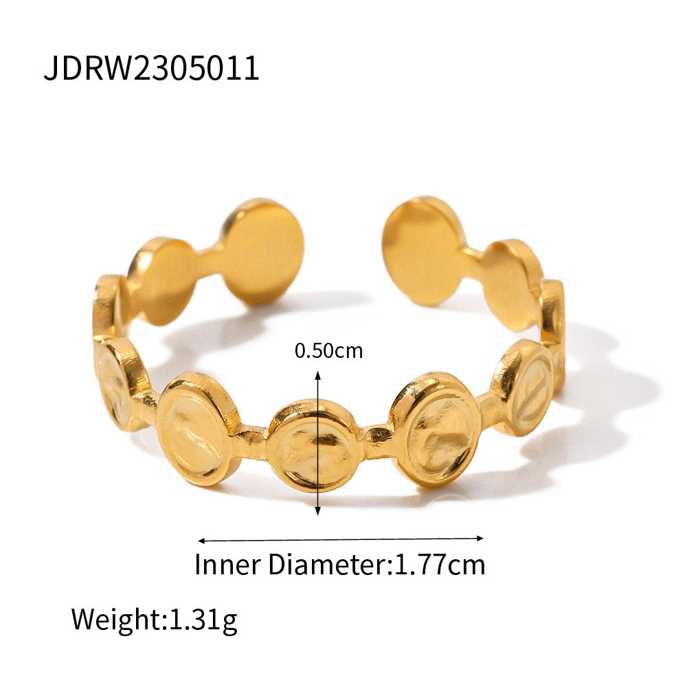 French Retro Stainless Steel Open-end Zircon Rings