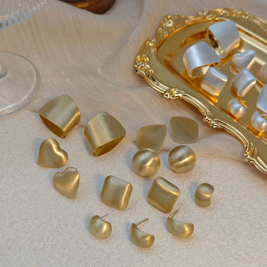 Brushed Square Love Heart Personality Geometry Ear Fashion Earrings