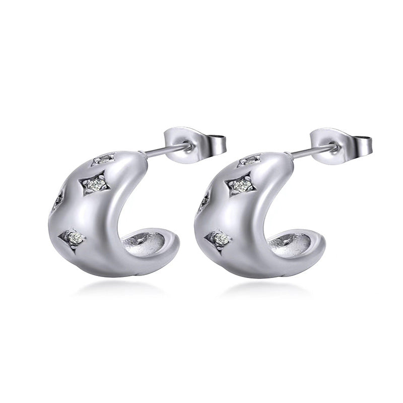 Women's Stainless Steel Rhinestone Advanced Affordable Luxury Earrings