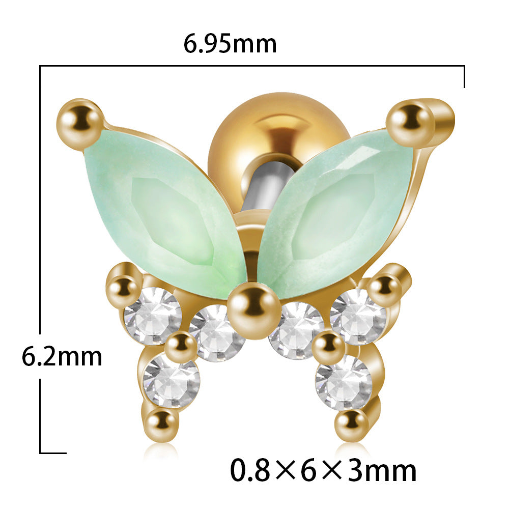 Stainless Steel Fashion Zircon Butterfly Personality Earrings