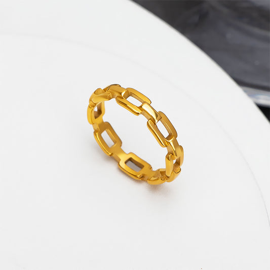 Simple Advanced Design Chain Gold-plated Hollow Rings